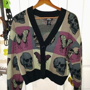 Hot Topic Social Collision Skull and Butterfly Sweater